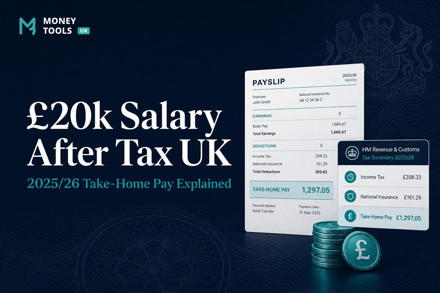 £20k salary after tax UK 2025/26 monthly take-home pay guide