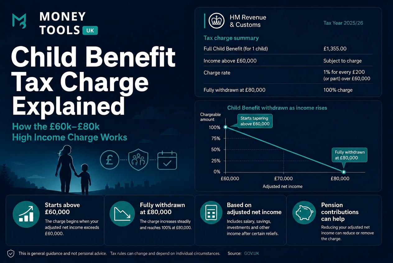 Child Benefit Tax Charge explained 2025/26 — how the £60k to £80k High Income Child Benefit Charge works
