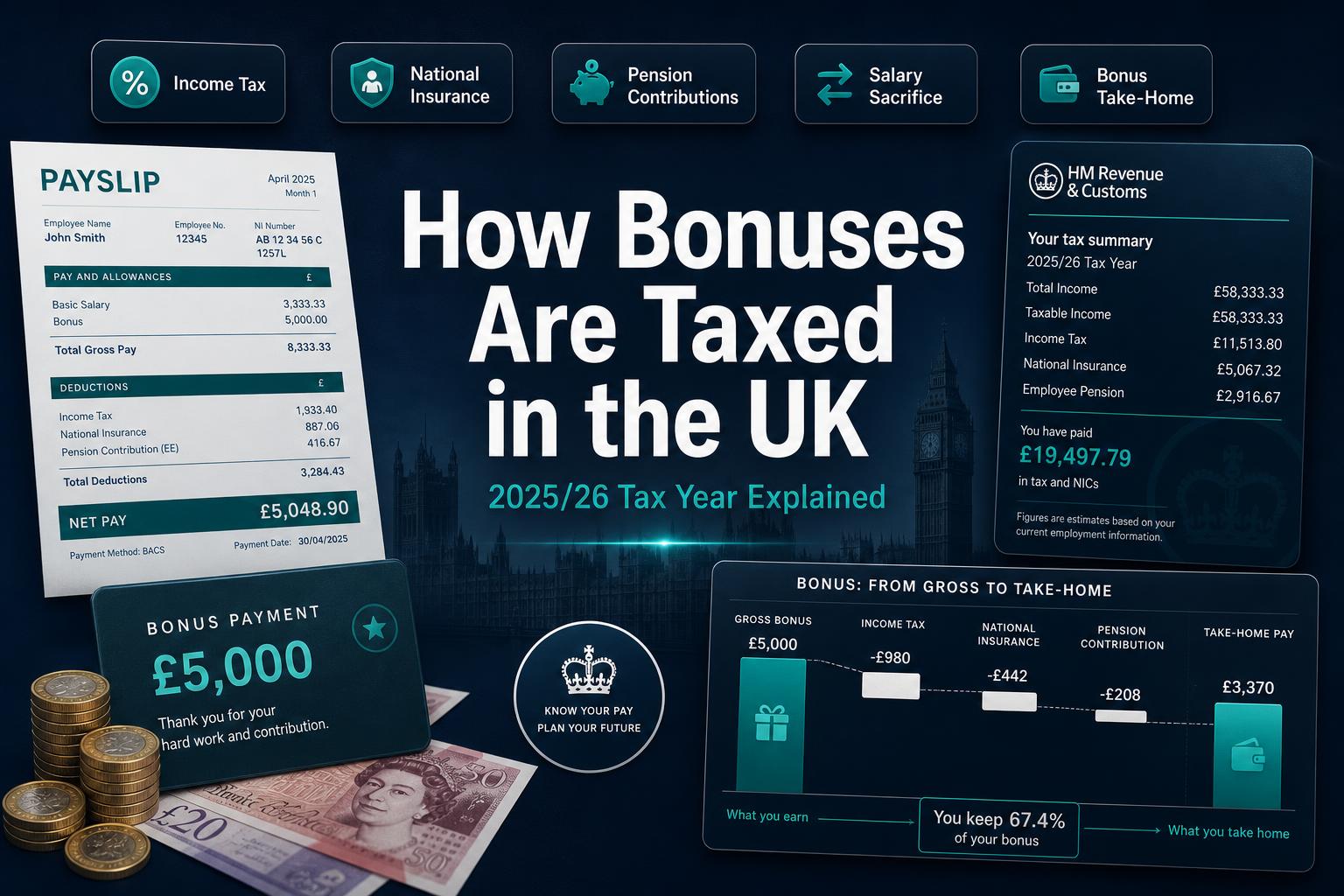 How bonuses are taxed in the UK 2025/26 — Income Tax, National Insurance and take-home pay explained